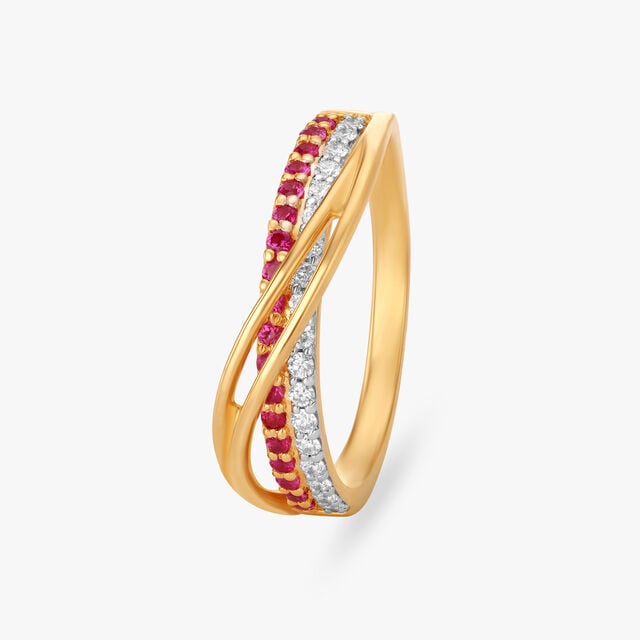 Amira Gold Sparkle Diamond Finger Ring