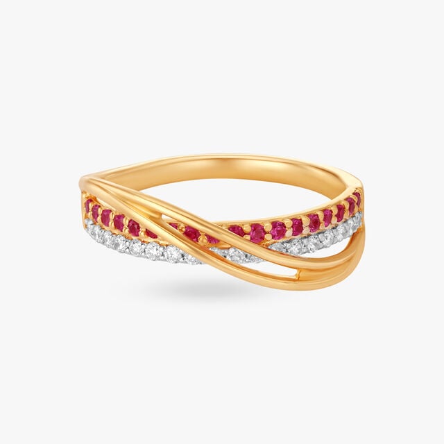 Amira Gold Sparkle Diamond Finger Ring