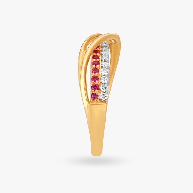 Amira Gold Sparkle Diamond Finger Ring - Image 2