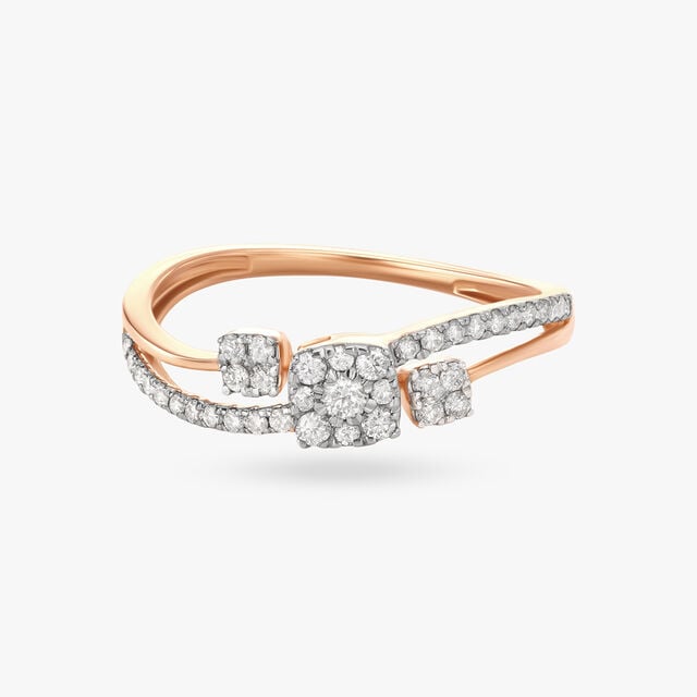 Amira Gold Stylish Twist Diamond Finger Ring