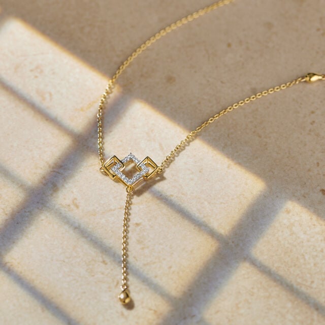 Amira Gold Interlinked Geometric Diamond Necklace