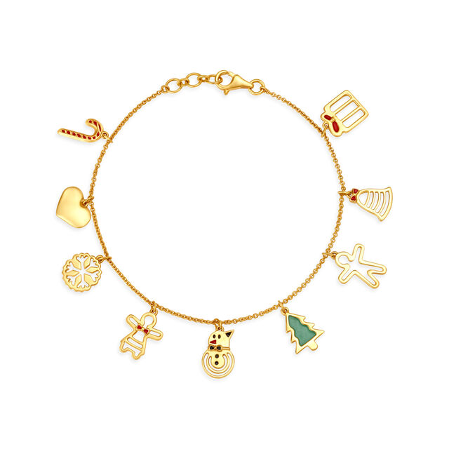 Amira Gold Engaging Christmas Motif Gold Bracelet