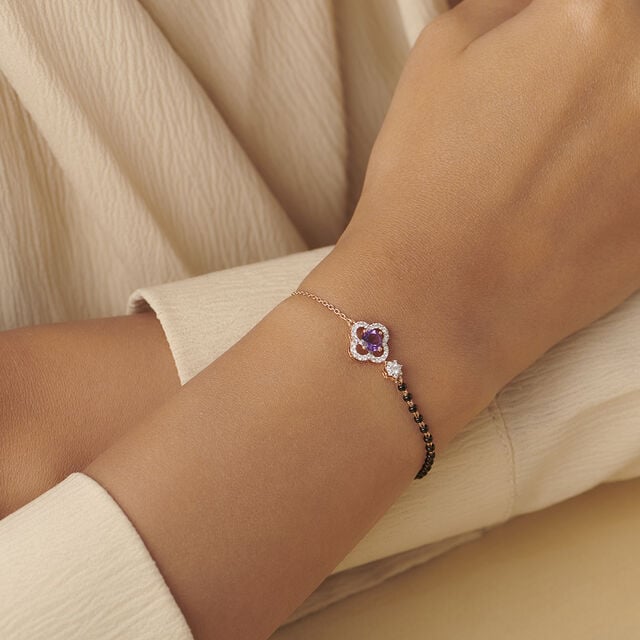 Amira Gold Regal Amethyst and Diamond Mangalsura Bracelet