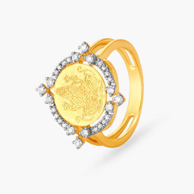 Amira Gold Devotional Diamond Signet Ring