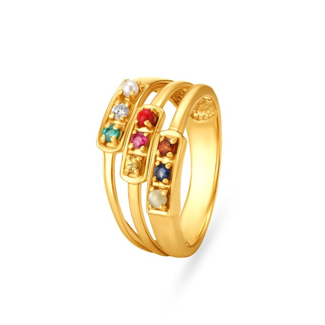 Amira Gold Vibrant Navaratnam Finger Ring