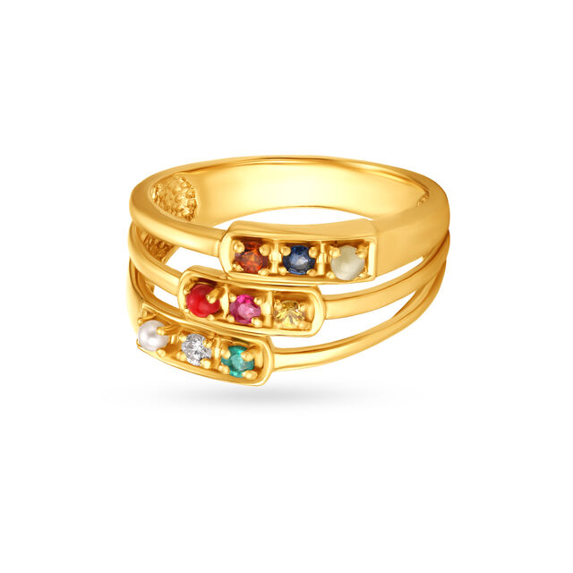 Amira Gold Vibrant Navaratnam Finger Ring