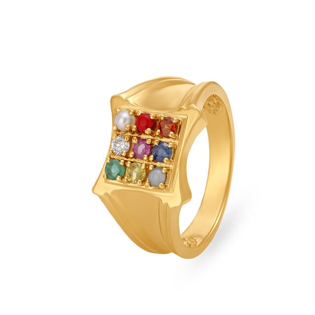 Amira Gold Spectrum Navaratna Men’s Finger Ring
