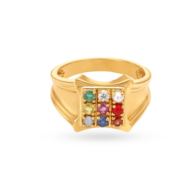 Amira Gold Spectrum Navaratna Men’s Finger Ring