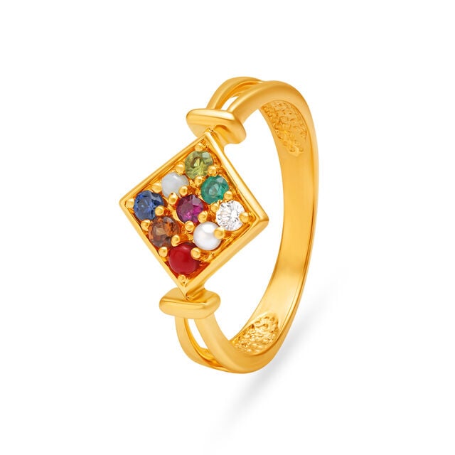 Amira Gold Kaleidoscopic Navaratna Finger Ring
