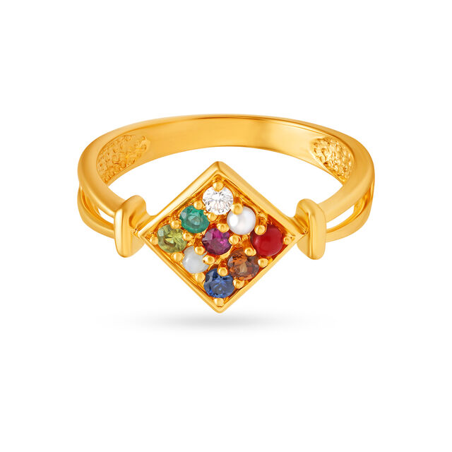 Amira Gold Kaleidoscopic Navaratna Finger Ring