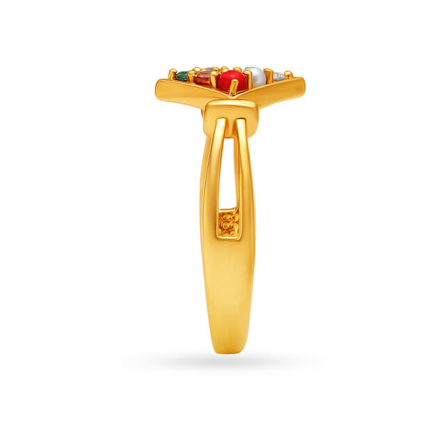 Amira Gold Kaleidoscopic Navaratna Finger Ring - Image 2