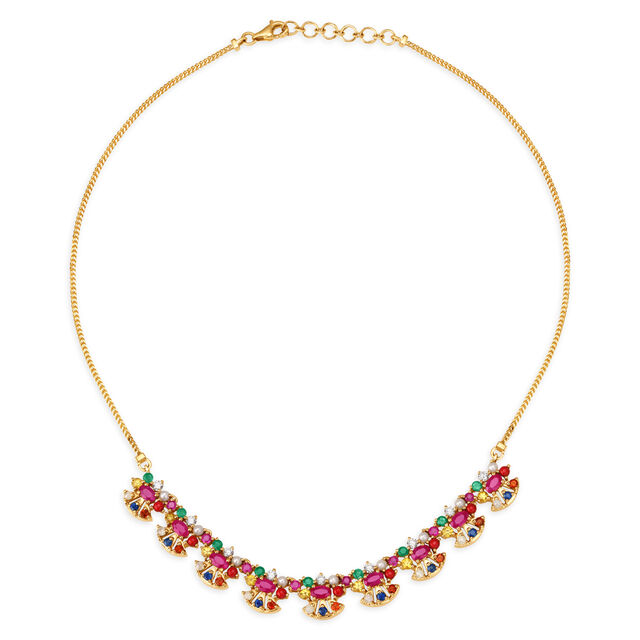 Amira Gold Captivating Unique Design Navaratnam Gold Necklace