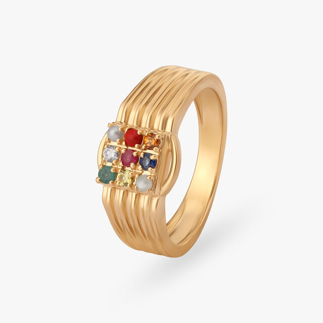 Amira Gold Sophisticated Allure Navaratna Ring For Men