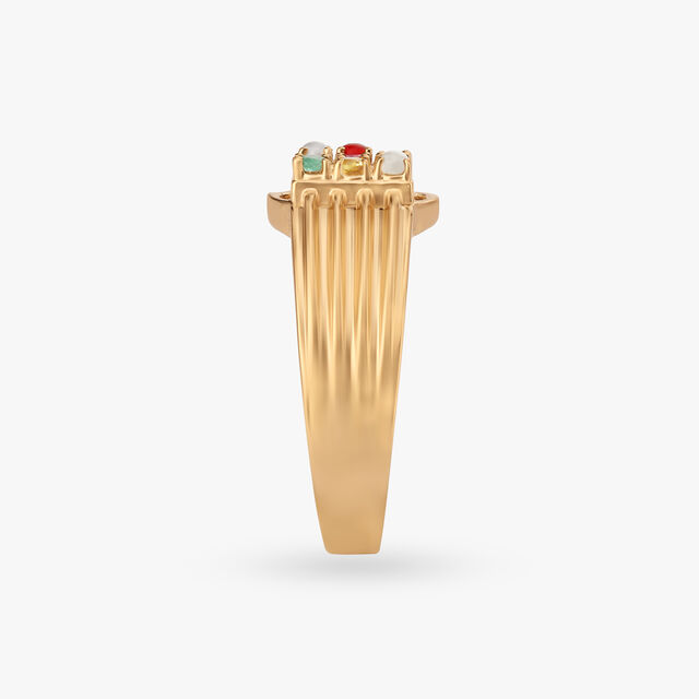 Amira Gold Sophisticated Allure Navaratna Ring For Men - Image 2