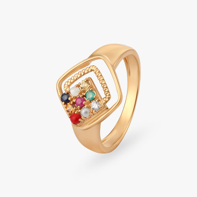 Amira Gold Modern Charm Navaratna Ring For Men