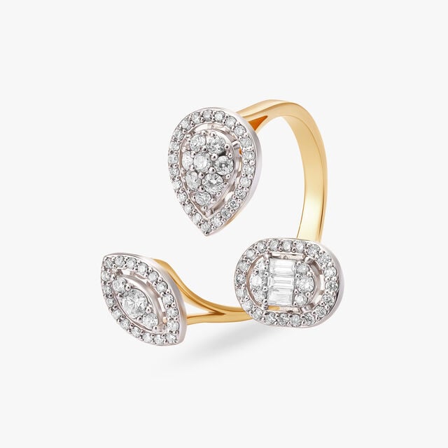 Amira Gold Lively Leaf Dance Diamond Finger Ring