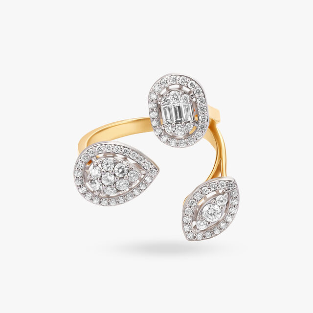 Amira Gold Lively Leaf Dance Diamond Finger Ring