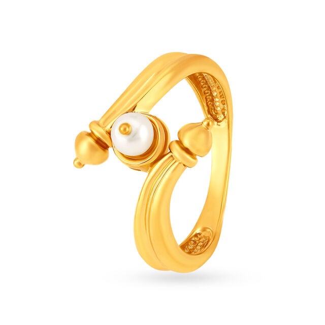 Amira Gold Exquisite 22 Karat Yellow Gold And Pearl Finger Ring