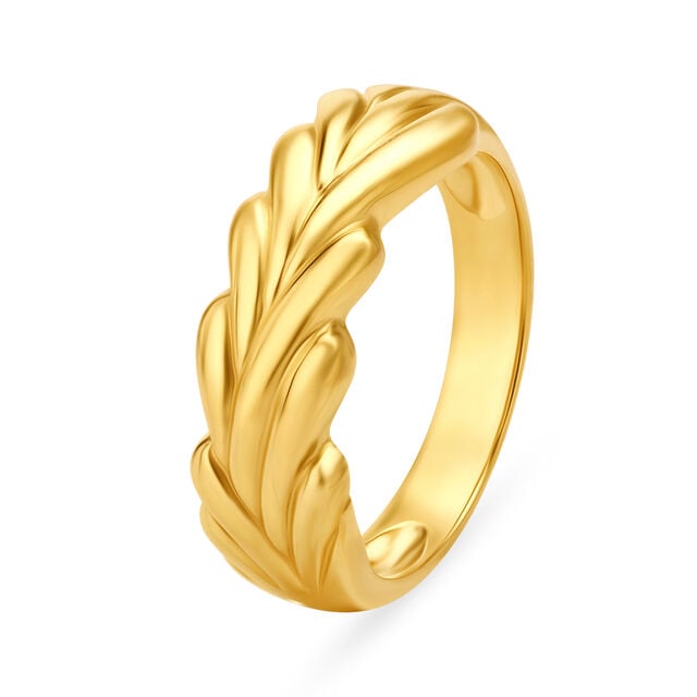 Amira Gold Classic 22 Karat Yellow Gold Leaf Patterned Finger Ring