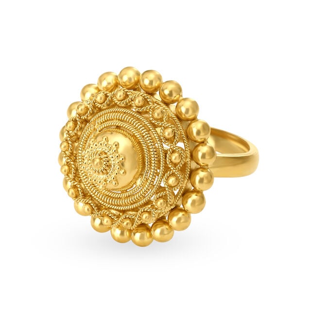 Amira Gold Majestic 22 Karat Yellow Gold Beaded Statement Ring