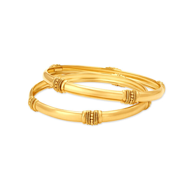 Amira Gold Impressive 22 Karat Yellow Gold Pillar Bangle