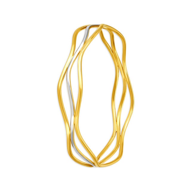 Amira Gold Debonair Yellow Gold Waved Bangle - Image 1