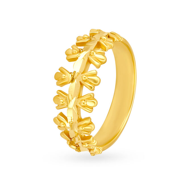 Amira Gold Enticing 22 Karat Yellow Gold Floral Vine Finger Ring