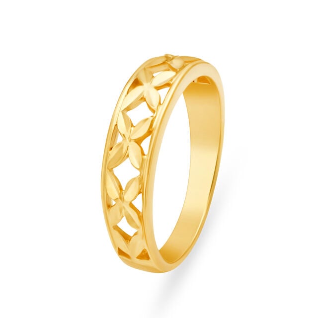 Amira Gold Classic 22 Karat Yellow Gold Floral Finger Ring