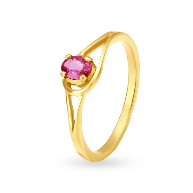 Amira Gold Charming 22 Karat Yellow Gold And Ruby Looped Finger Ring