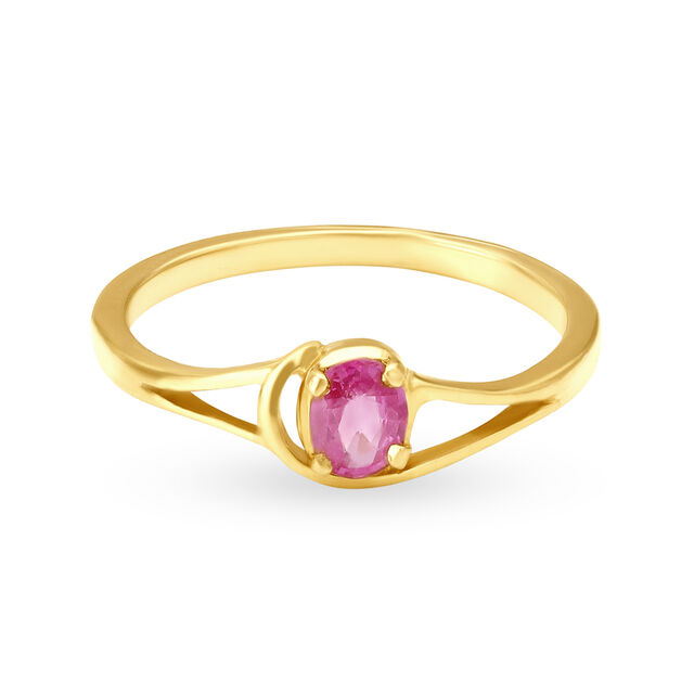 Amira Gold Charming 22 Karat Yellow Gold And Ruby Looped Finger Ring