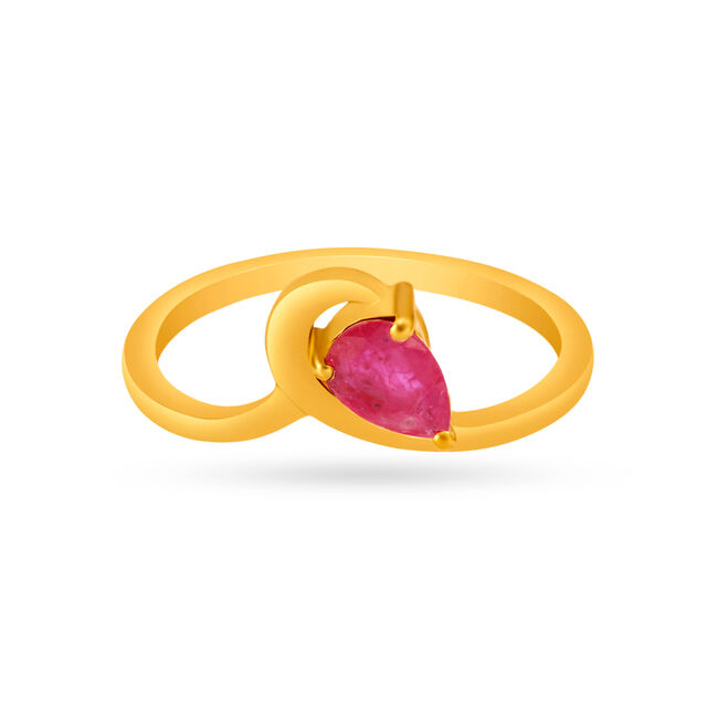 Amira Gold Classy 22 Karat Yellow Gold Teardrop Finger Ring - Image 1