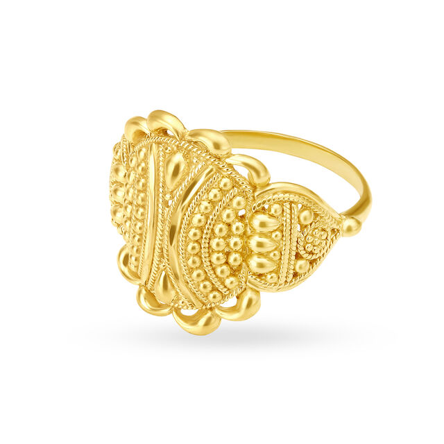 Amira Gold Elaborate Rava Work Traditional Gold Ring