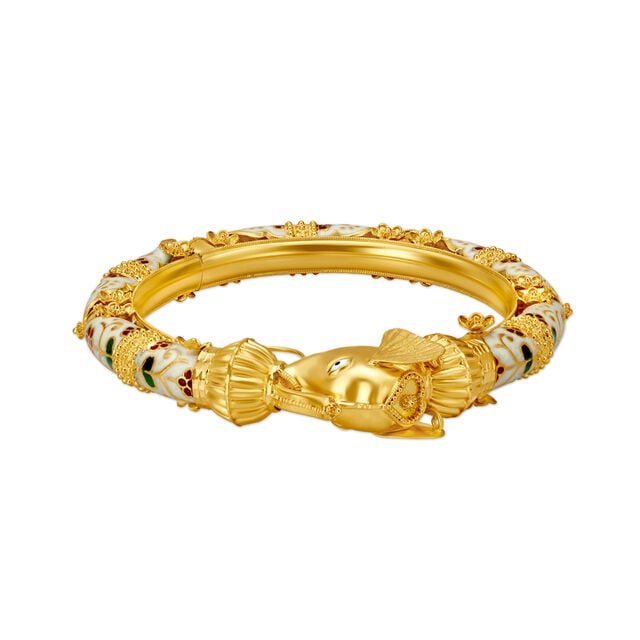Amira Gold Magnificent Yellow Gold Carved Elephant Bangle