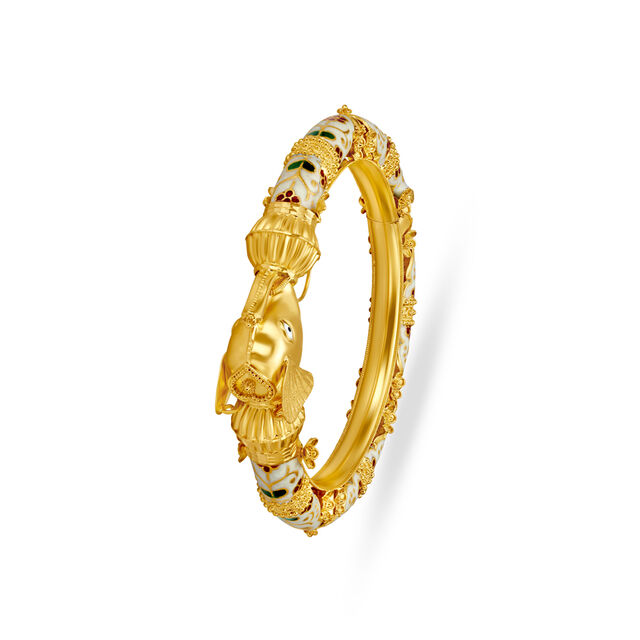 Amira Gold Magnificent Yellow Gold Carved Elephant Bangle