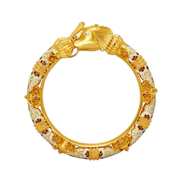 Amira Gold Magnificent Yellow Gold Carved Elephant Bangle - Image 2