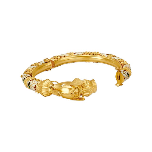 Amira Gold Magnificent Yellow Gold Carved Elephant Bangle - Image 3