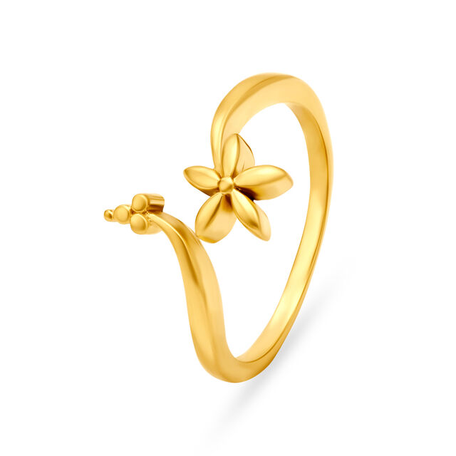 Amira Gold Exquisite 22 Karat Yellow Gold Floral Finger Ring