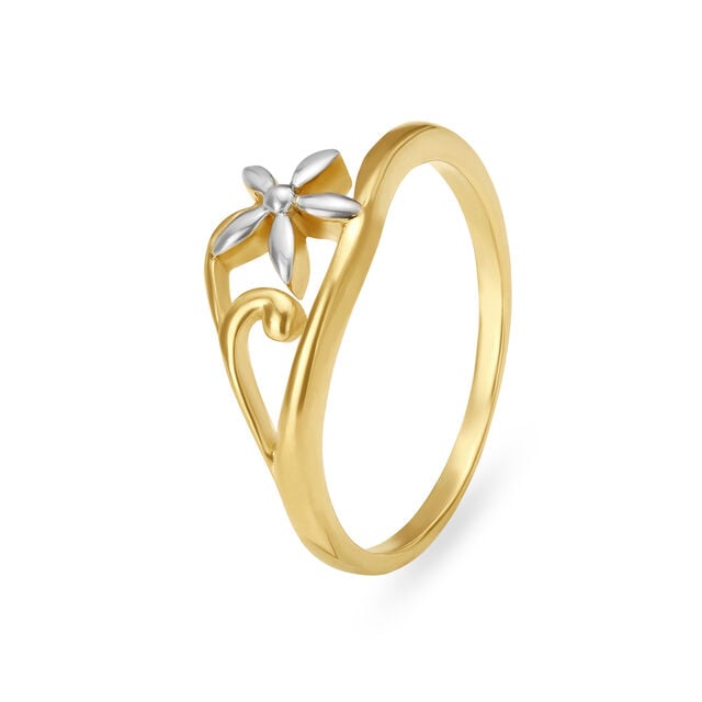 Amira Gold Enchanting Gold Ring with a Floral Pattern