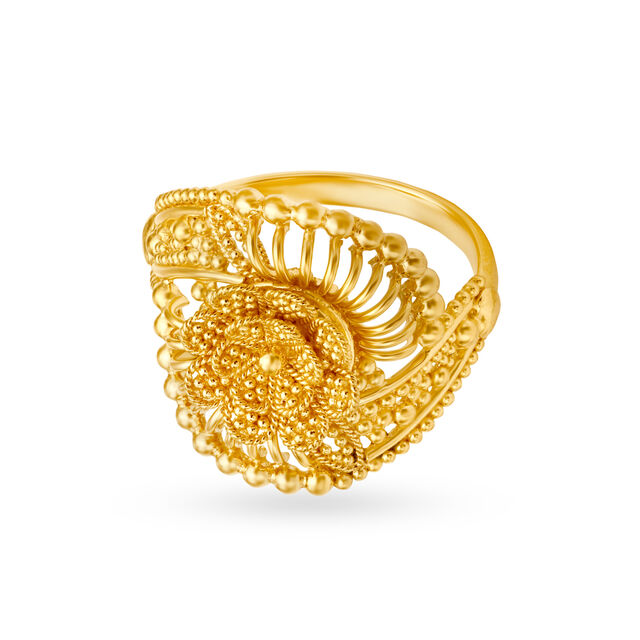 Amira Gold Artistic 22 Karat Yellow Gold Floral Ring