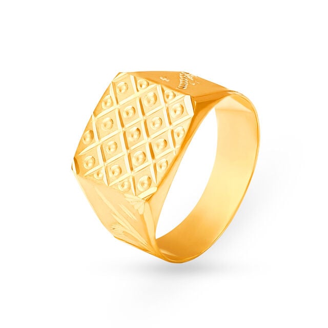 Amira Gold Splendid 22 Karat Yellow Gold Square Ring - Image 1