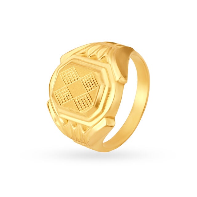 Amira Gold Intriguing 22 Karat Yellow Gold Octagonal Finger Ring