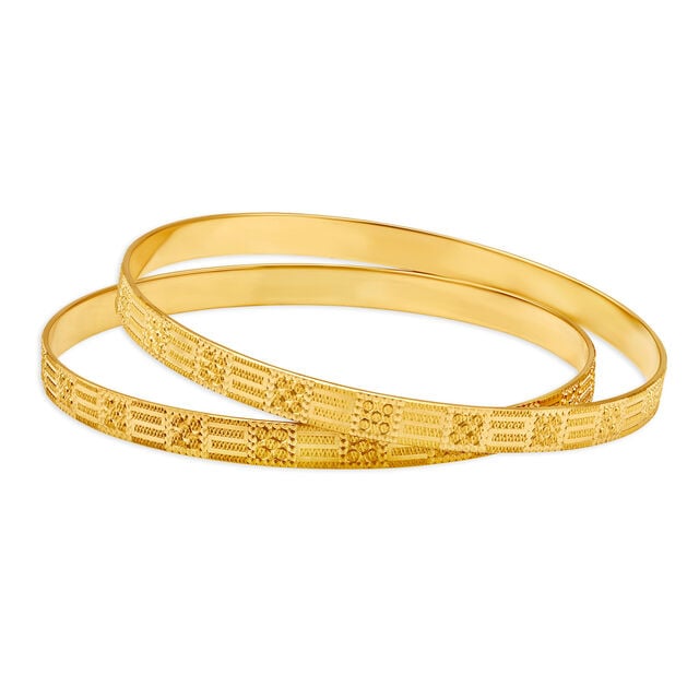 Amira Gold Hypnotic Yellow Gold Etched Bangles
