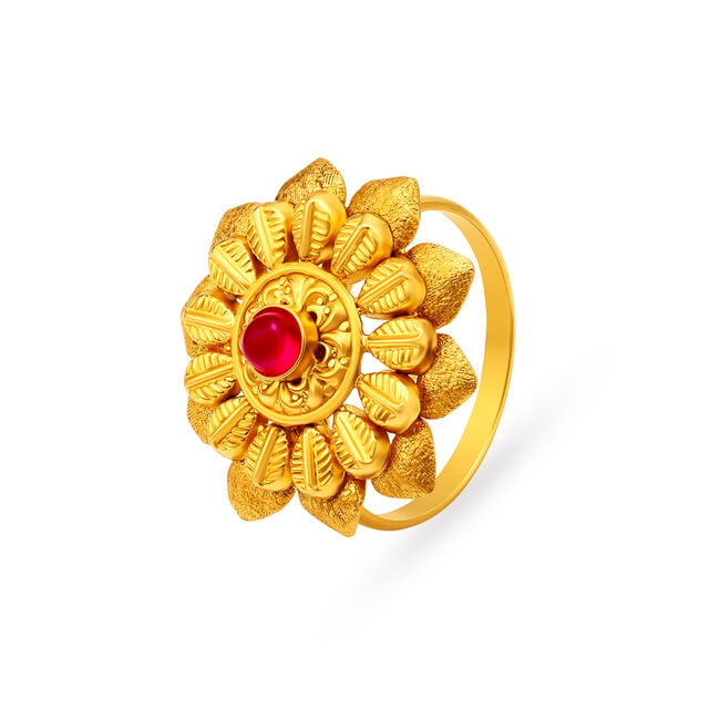 Amira Gold Lustrous Royal Ring with Gemstones