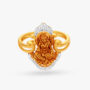 Amira Gold Diamond-Circled Gold Finger Ring