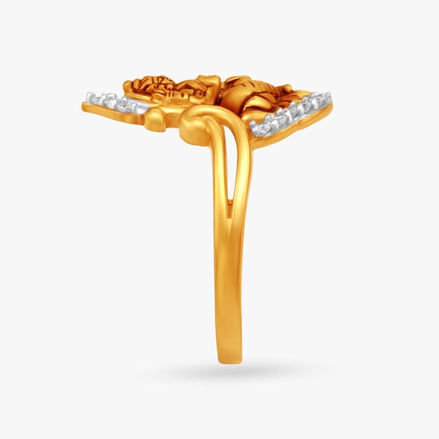 Amira Gold Diamond-Circled Gold Finger Ring - Image 2