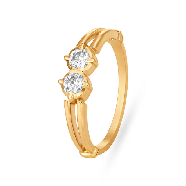 Amira Gold Contemporary Two-Stone Mini Solitaire Gold Finger Ring