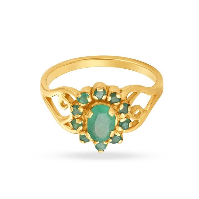 Amira Gold Verdant Emerald and Gold Finger Ring