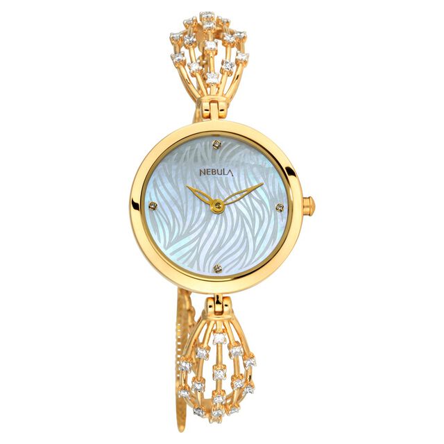 Amira Gold Titan Nebula Ashvi 18k Gold Analog with Princess-cut Diamond Bracelet Watch for Women
