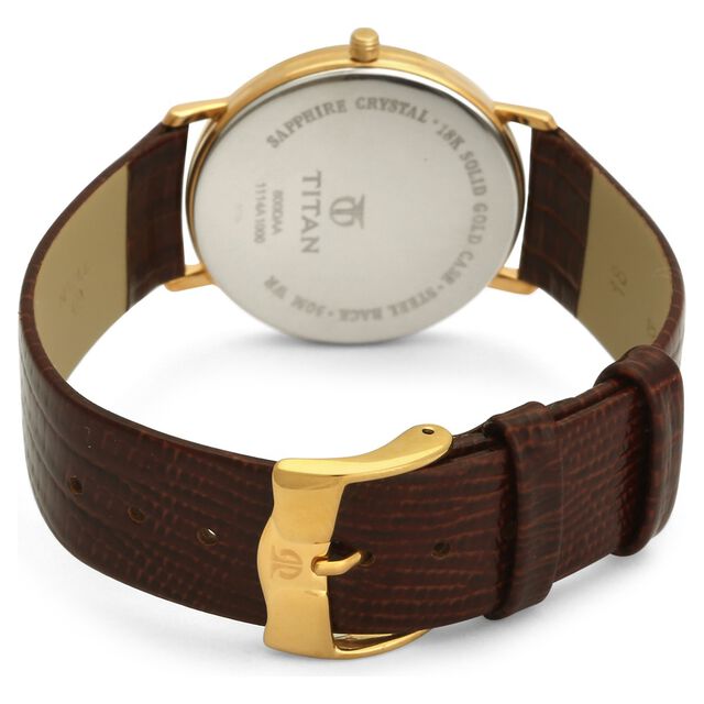 Amira Gold Titan Nebula Vintage 18k Gold Analog Leather Strap Watch for Men - Image 3