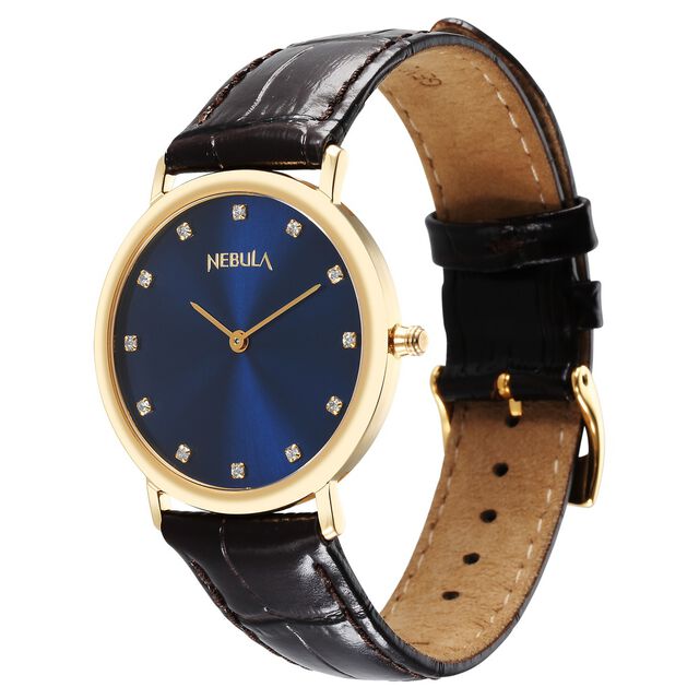 Amira Gold Titan Nebula Vintage 18k Gold Analog with Diamond Studded Indices Watch for Men - Image 3